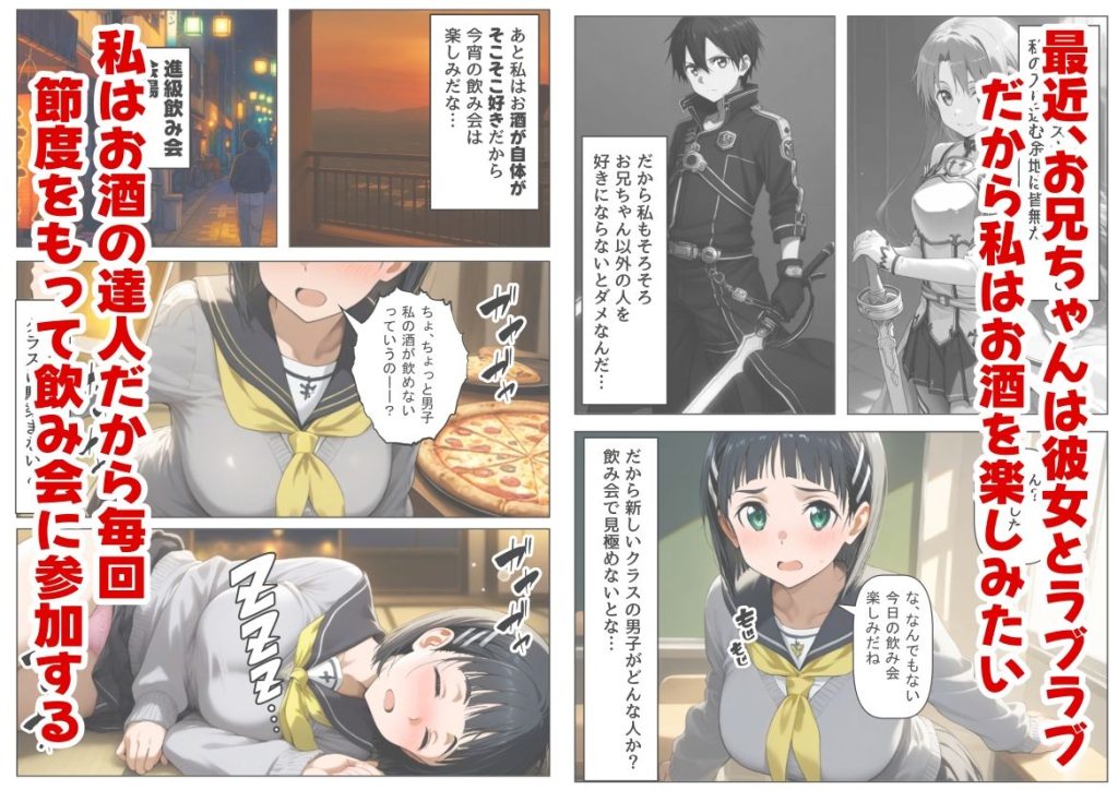 【SAO】 学生も飲酒が可能になったけど毎回、酔ってお持ち帰りされる【桐ヶ●直葉】のHな話