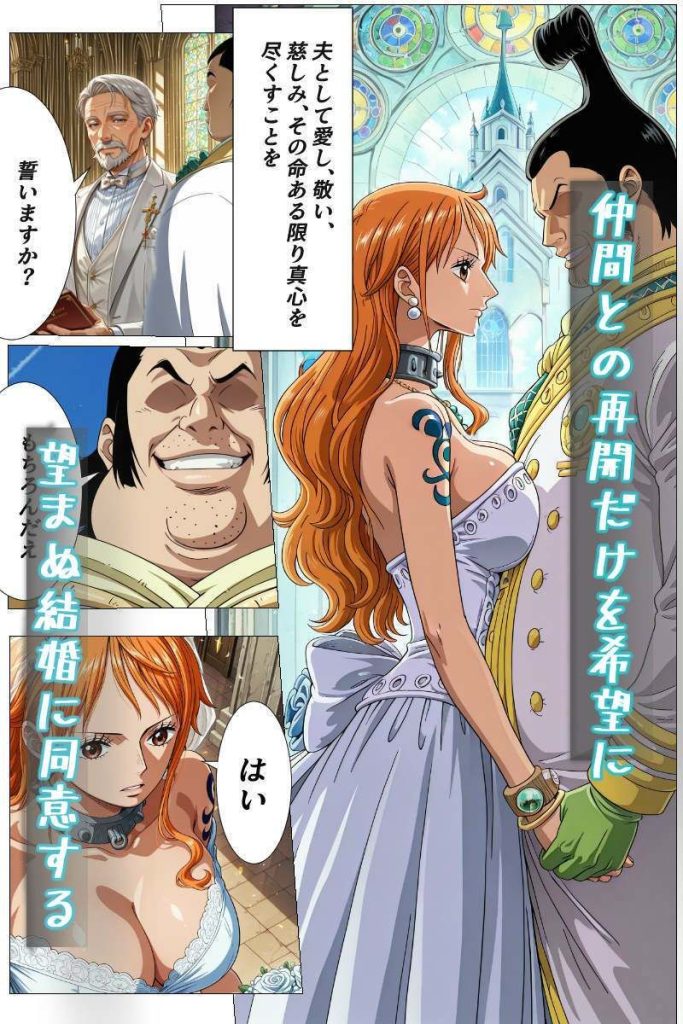 【ワンピース】 隷属のウエディングドレス  天竜人に捕まった泥棒猫の末路…｜ち〇ぽに屈服するナミ！